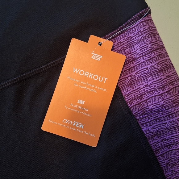 NWT Tek Gear Leggings XL POCKETS Black and Purple - Picture 4 of 7